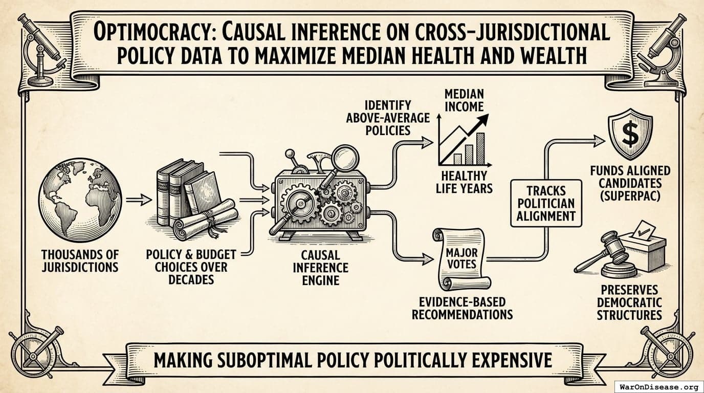 OPTIMOCRACY: CAUSAL INFERENCE ON CROSS-JURISDICTIONAL POLICY DATA TO MAXIMIZE MEDIAN HEALTH AND WEALTH
