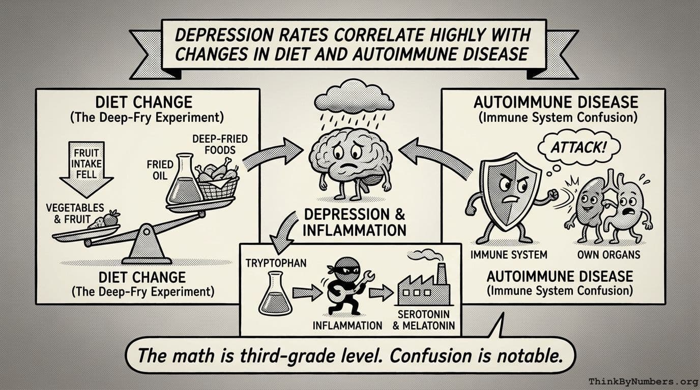 Depression Rates Correlate Highly with Changes in Diet and Autoimmune Disease